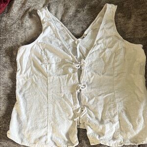 A New Day White Linen Blend Tie Front Tank Top XL